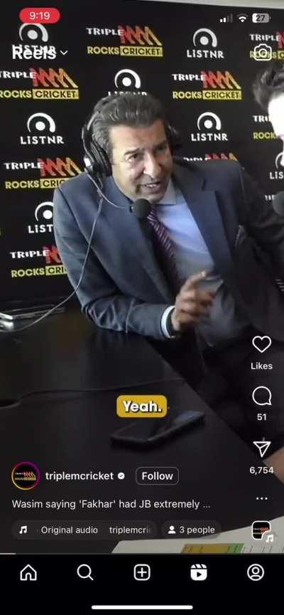 Wasim shitposting during commentary
