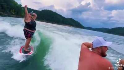 She is still pounding down drinks while on the water