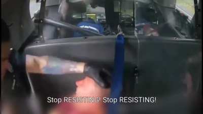 Cop attacks handcuffed man's face yelling "Stop Resisting" 
