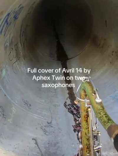 Avril 14 dual saxophone cover in a sewer pipe sounds pretty amazing