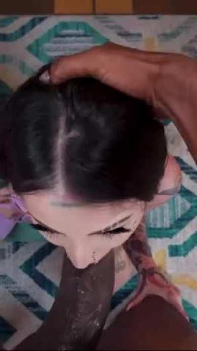 she slurps it up like a champ