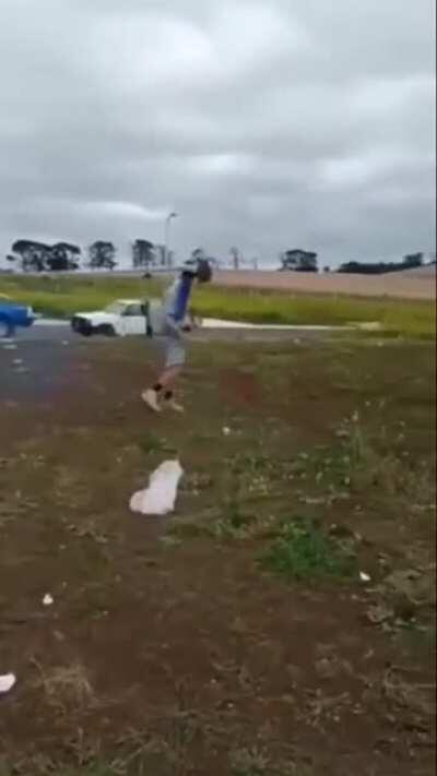 hitting spray can with a brick......