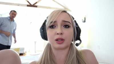 Lexi Lore gets caught being naughty on Daddy's couch