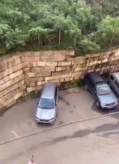 Woman realized that the wall was going to fall