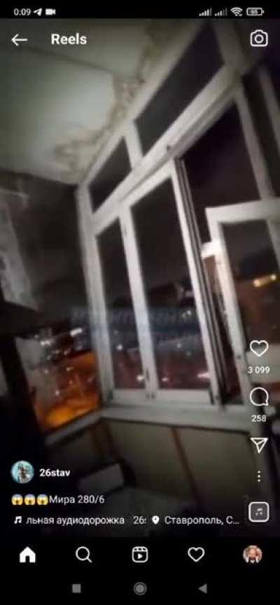 Storm blows away balcony in Stavropol, Jan 14th 2022