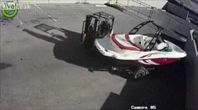 Fork Lift Driver fucks up 4 times