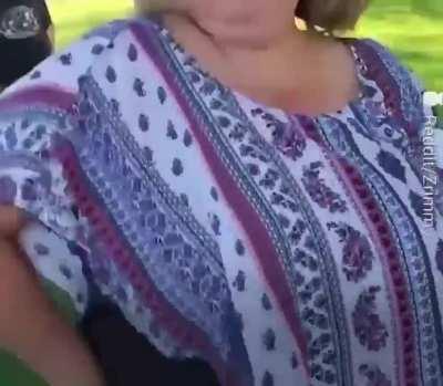 An angry white woman is harassing Mexicans for playing their music.