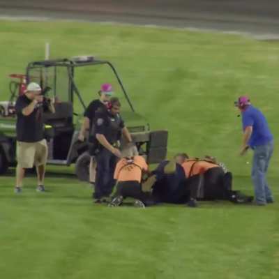 Things got a bit heated during the street stock feature at Bowman Gray Stadium, NASCAR Regional Series