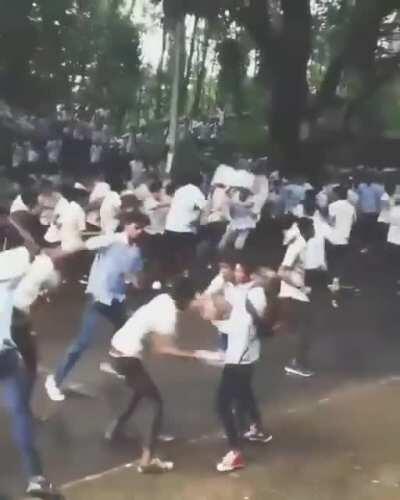 All hell breaks loose in a school fight in India