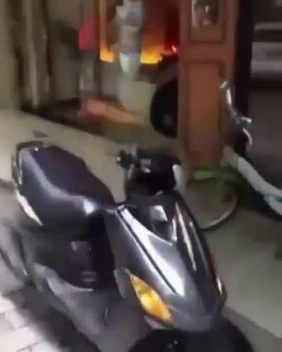 Doing a burnout right in front of a store