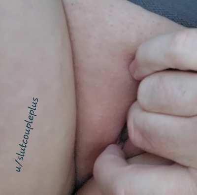 Teasing my clit in the car