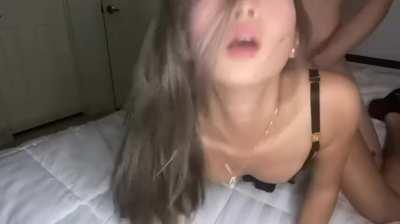 Asian babe nailed from behind