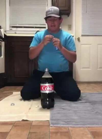 Chad tries Cola & Mentos challenge