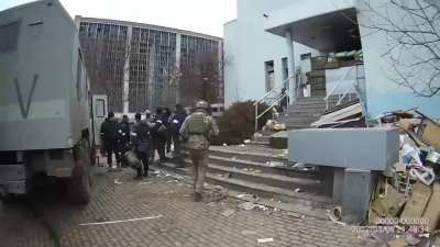 RU POV: Archival pov of a Russian soldiers in Hostomel airport  2022