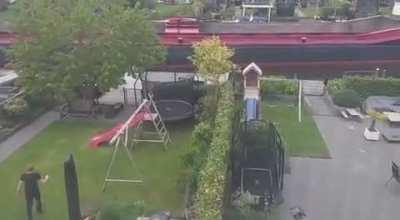 captain got unwell and accidentally takes a wrong turn leading into an residential 'street'