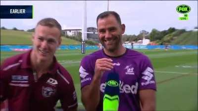 Smith saying hi to an old mate.