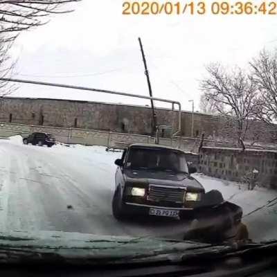 His face after almost dying