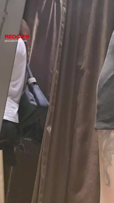 Caught again. What's interesting it's almost exclusively women that are just so curious that they simply have to look through the gap. Do you think she got a tingling sensation in her belly seeing me exposed like that?