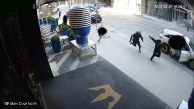 Video show moment bullets narrowly miss young boy, mother in Entertainment District shooting earlier this week