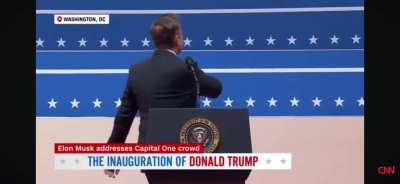 Elon originally saluted the people behind him first