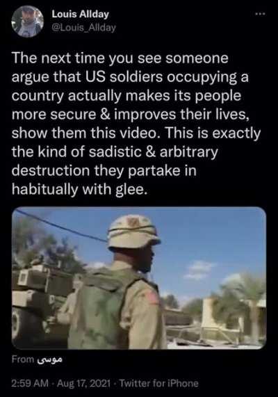 Daily reminder that this is what liberals support when they beg the US and its allies to occupy countries for “humanitarian” reasons.