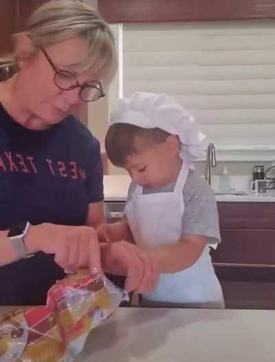 To cook with a child.