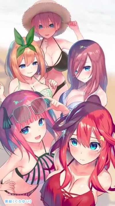 The quints in swimsuits (animated)