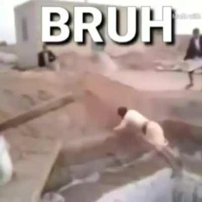 WCGW from trying to jump over a massive hole