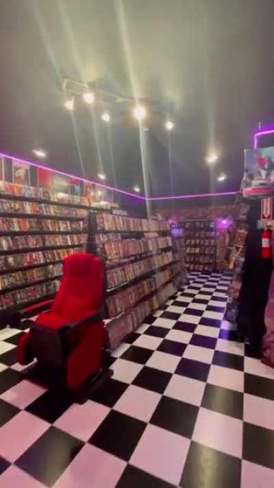 I built my dream ‘80s Mom & Pop Video “Store” in my basement over 4 long years. Here’s a Speedthrough Vid I shot for a friends ‘80s page 🍻💥📼 #atl #mondovideo