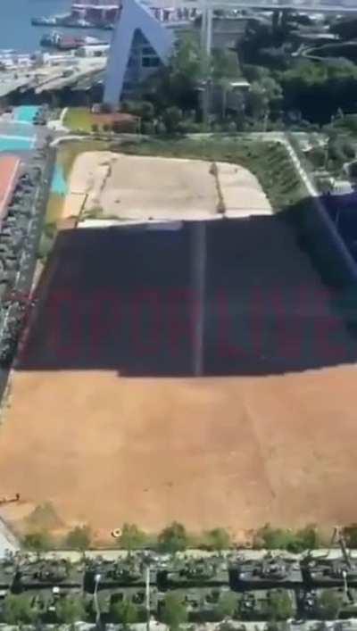 Footage from port city of Xiamen in Fujian Province, close to Taiwan. Roads are packed with military equipment.