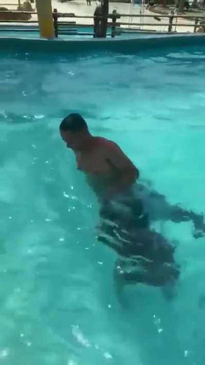 Guy goes to the waterpark but doesn't know how to swim