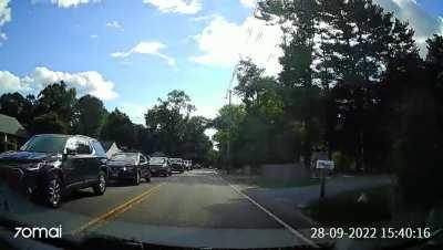 Blind left hand turn