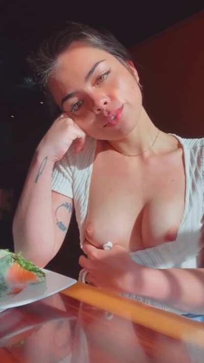 🥢 Sushi with a side of tiddies 🥢 [oc][GIF]