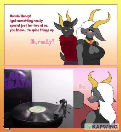 Guy turns into a Black Sabbath vinyl