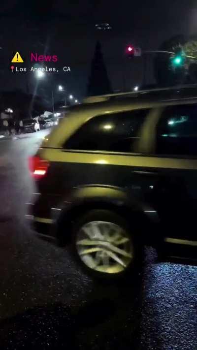 Two women accidentally get in the middle of a takeover in Los Angeles and have their car vandalized.