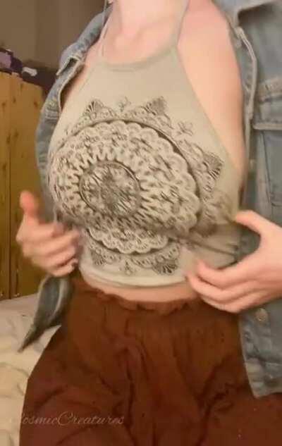 Here’s what’s under my innocent lil outfit :)