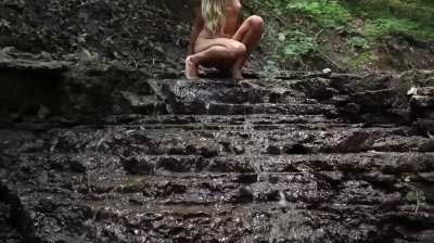 Spreading Legs While Wearing See-Through Underwear