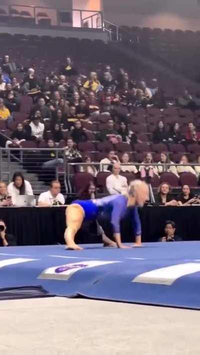 Performing her routine even with a knee brace