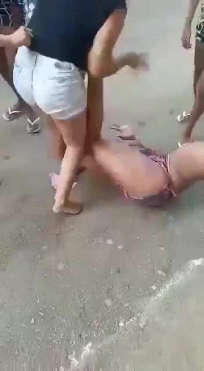 Big girl getting beaten up naked in some favela in Brazil.