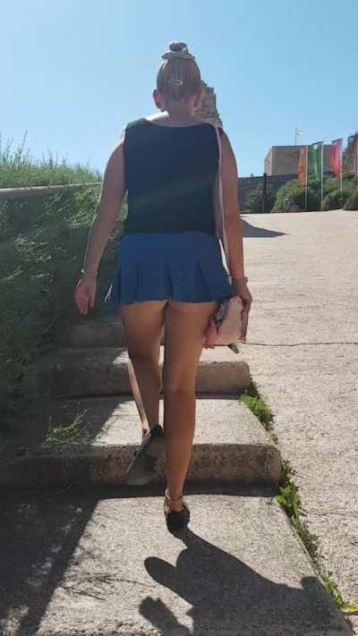 Never wear panties, and i love a short skirt!