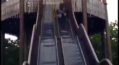 Going down a children's slide