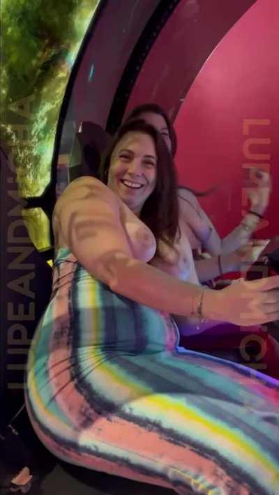 Micha and Opal at the arcade being little hoes