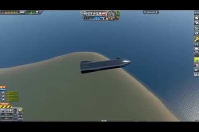 Starship bellyflop landing using a kos script I wrote