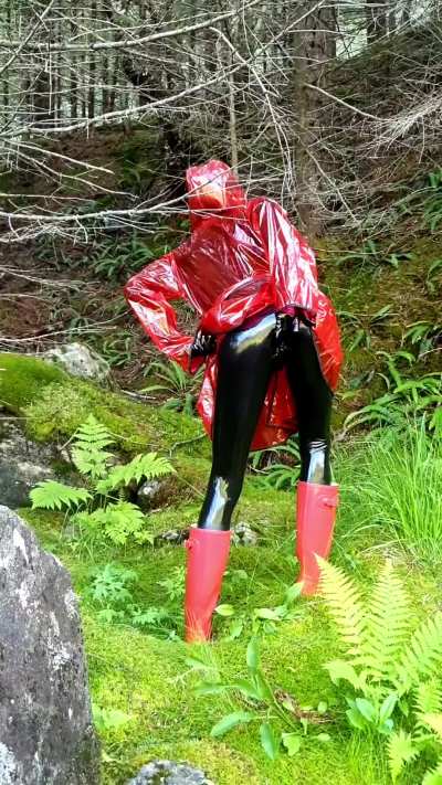 My PVC coat on top of my black latex catsuit!