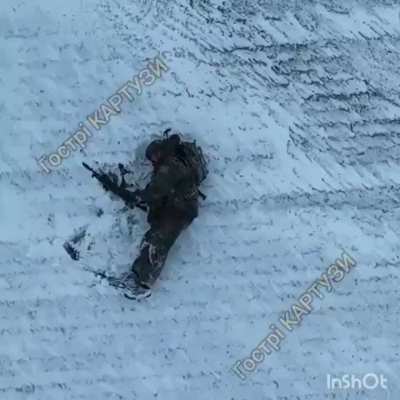 Russian soldier shoots himself.