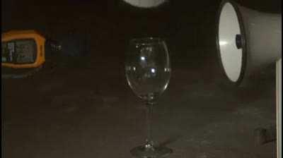 Breaking a wine glass with a megaphone