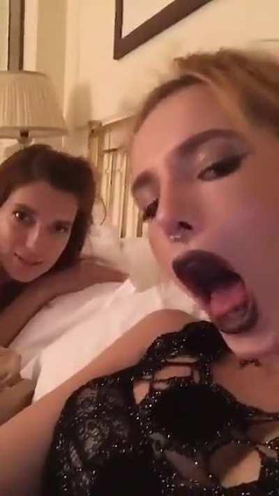 Bella shows us what it looks like when she gags on cock