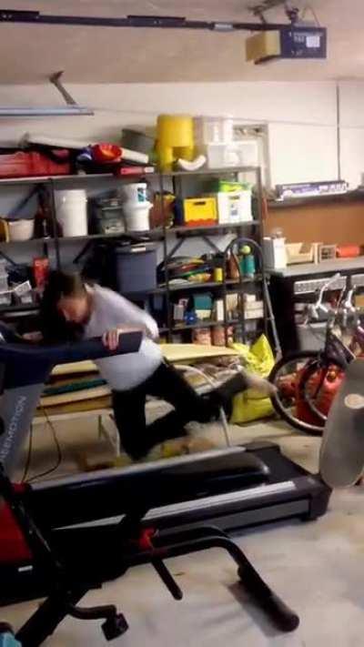 Trying to ride a skateboard on a treadmill HMC