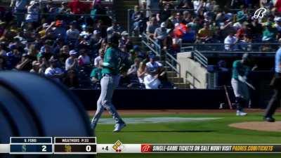 [Highlight] [Highlight] Mike Ford clears the bases with a double over Jose Azocar's head.