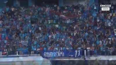 Fans singing Maa Tujhe Salaam/Vande Mataram in stadium after India beat Kuwait and win the SAFF championship final